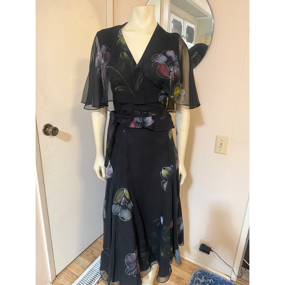 Vintage 1970s Hand Painted The Gilberts for Tally Skirt Set STUNNING! 8-10